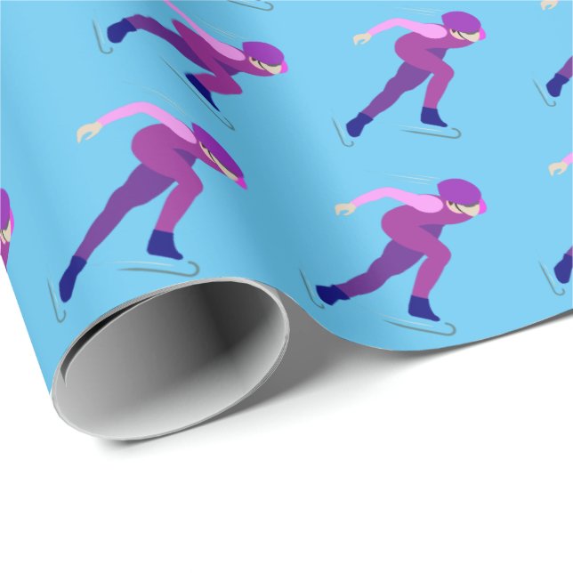 Papier Cadeau Patinage de vitesse (Coin rond)