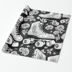 Papier Cadeau Patinage et fleurs