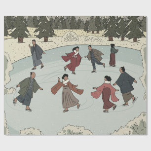 Papier Cadeau Patinage sur glace saisonnier