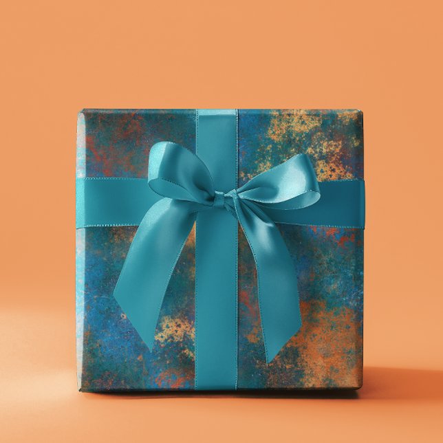 Papier Cadeau Patine Cuivre Turquoise en détresse  (Créateur téléchargé)