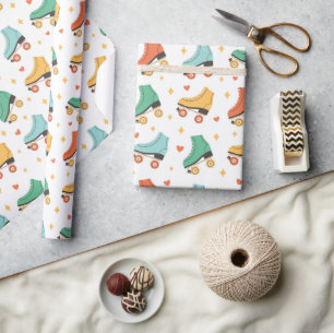 Papier Cadeau Patins à rouleaux rétro mignons