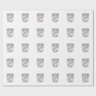 Papier Cadeau Patins à roulettes Licorne Autocollant ludique Lic