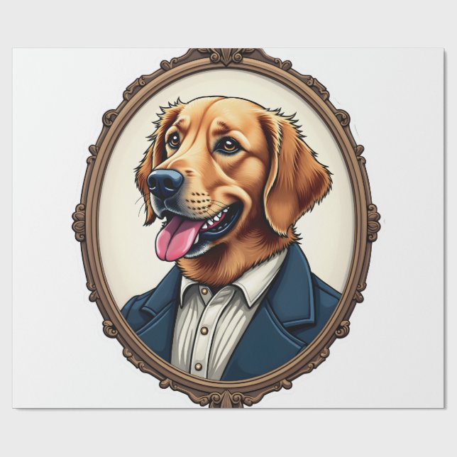 Papier Cadeau Patriotic Golden Retriever Portrait Vintage Tee (Plat)