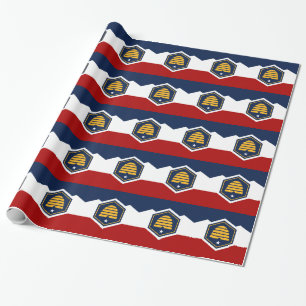 Papier cadeau patriotique avec drapeau de l'Utah, 