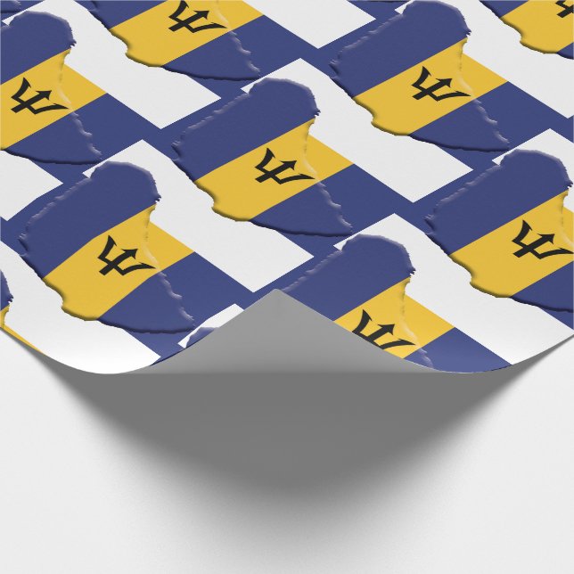 Papier Cadeau Patriotique BARBADOS - CARTE DU DRAPEAU (Coin)