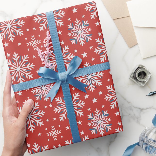 Papier Cadeau Patriotique Rouge Bleu Bleu Flocon de neige envelo (Créateur téléchargé)