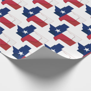 Papier Cadeau Patriotique TEXAS DRAPEAU CARTE Étoile solite État