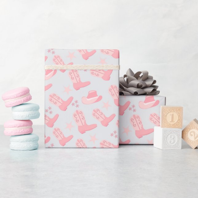 Papier Cadeau patron de bottes et chapeau  (Baby Shower)