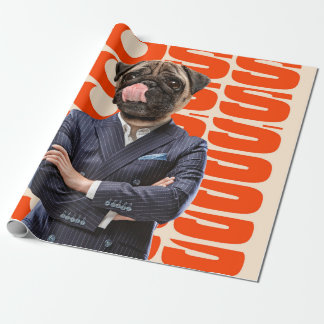Papier Cadeau Patron dirigé par la tête de chien debout avec la