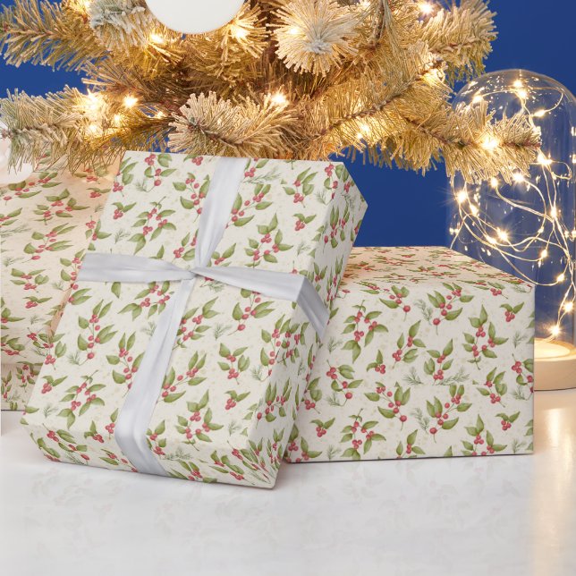 Papier Cadeau Patten de mélèze de Noël à la crème (Vacances)