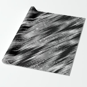 Papier Cadeau Patten simple noir et argent sans fil 16
