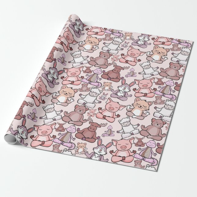 Papier Cadeau Patter les yoga poses | Yoga seamless pattern 48 (Déroulé)