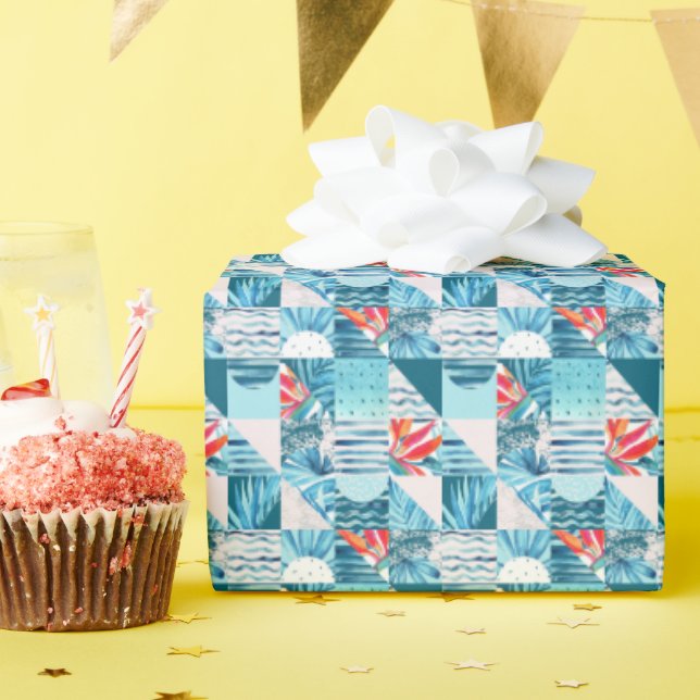 Papier Cadeau Pattern de Tropical Teal Geometric Abstract (Fête d'anniversaire)