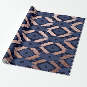 Papier Cadeau Patters de Bohemian Rose Gold Navy Blue Ikat