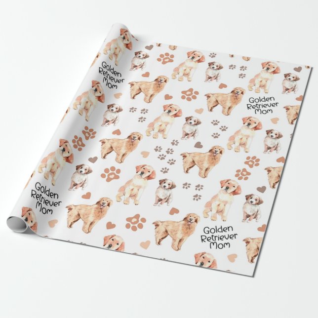 Papier Cadeau Patters de la mère de Golden Retriever (Déroulé)