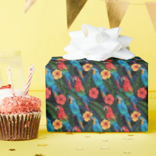 Papier Cadeau Patters de Macaw et Hibiscus