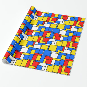 Papier Cadeau Patters de Mondrian Inspecred Style Red Blue Yello