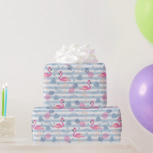 Papier Cadeau Patters de Whimsical Flamingo et Pineapple