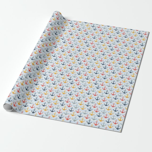 Papier Cadeau Patters nauticaux avec Anchors (Déroulé)