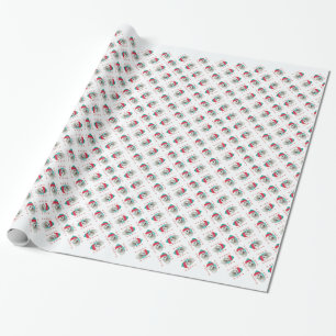 Papier Cadeau Pattes de Bichon Frise Père Noël