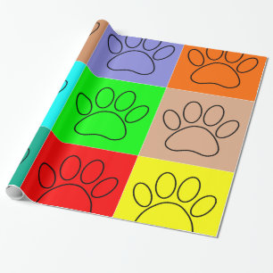 Papier Cadeau Pattes de chiots en carrés