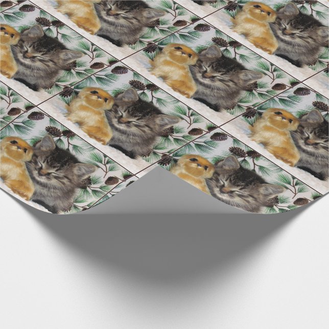 Papier Cadeau Patton's paisible Christmas Cute Cat (Coin)