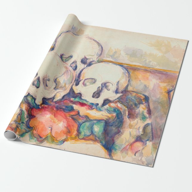 Papier Cadeau Paul Cezanne - Aquarelle à trois crânes (Déroulé)