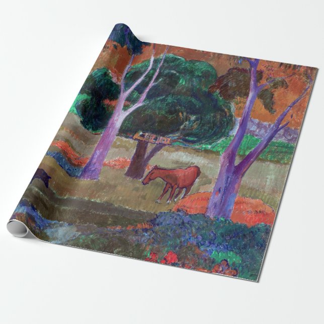Papier Cadeau Paul Gauguin - Paysage avec un cochon et un cheval (Déroulé)