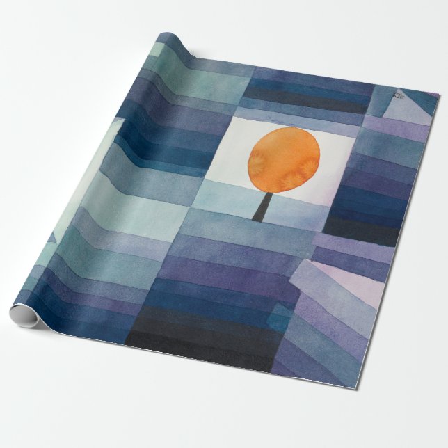 Papier Cadeau Paul Klee Messager de l'automne Bleu Moderne Abstr (Déroulé)