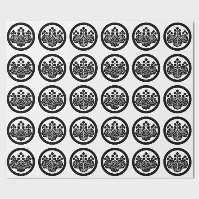 Papier Cadeau Paulownia avec 5-3 fleurs en cercle (Plat)