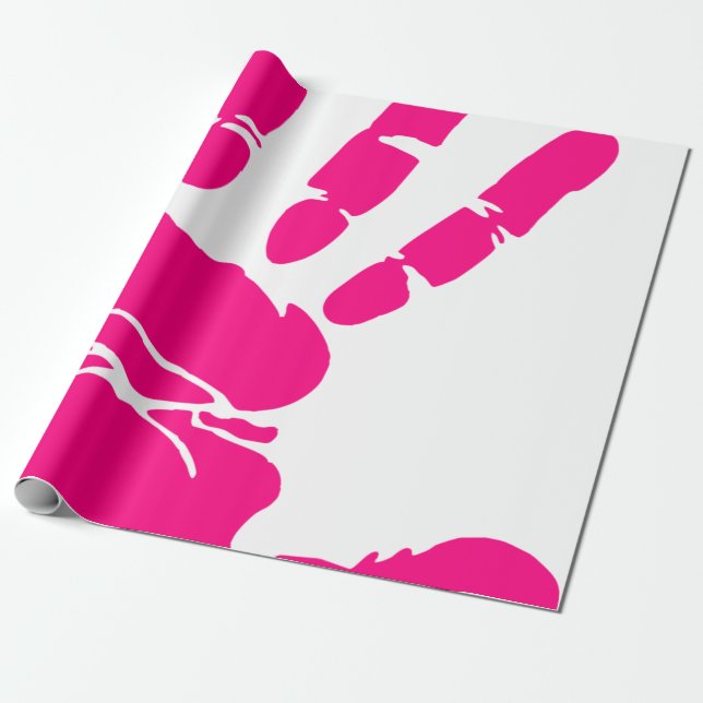 Papier Cadeau Paume de peinture rose à la main (Déroulé)