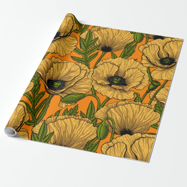 Papier Cadeau Pavot jaune (Déroulé)