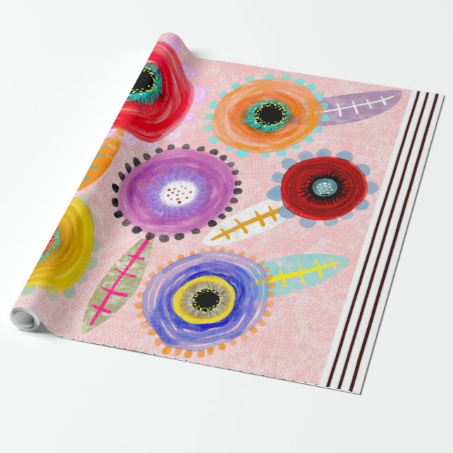 Papier Cadeau Pavot rose (Déroulé)