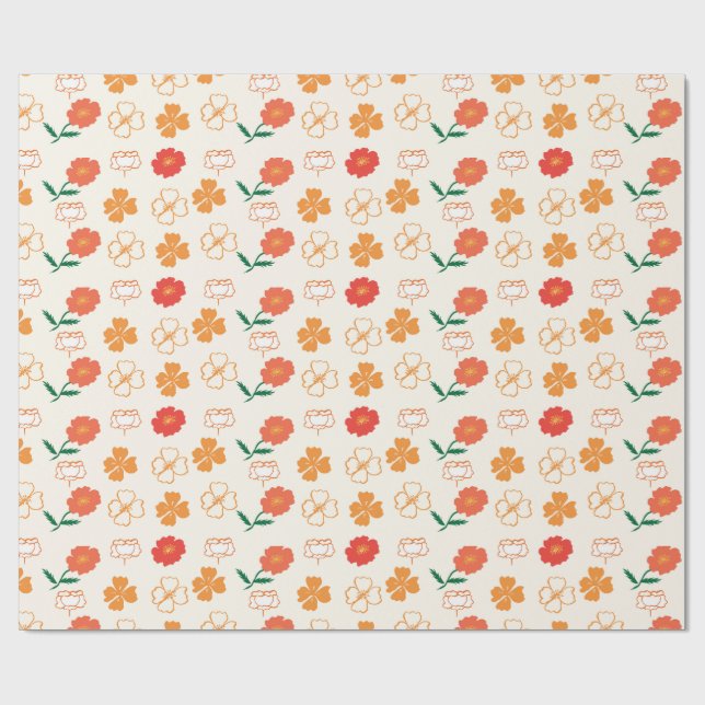 Papier Cadeau Pavots dorés (Plat)
