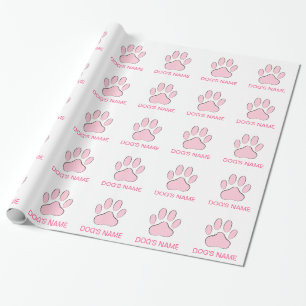Papier Cadeau Pawprint de chien rose