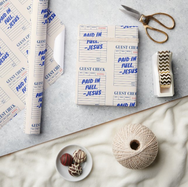 Papier Cadeau 'Payé Comptant. - Jésus' Reçu de Restaurant Beige  (Artisanat)