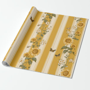 Papier Cadeau Pays de la Reine Papillon Monarque Tournesol Doré