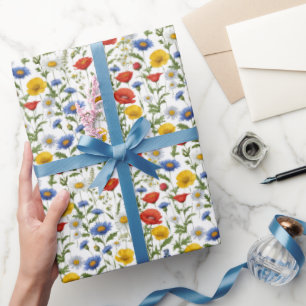 Papier Cadeau Pays Fleur sauvage Floral Rustique Coloré Plutôt