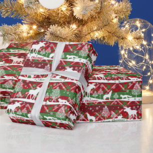 Papier Cadeau Pays Forêt de Noël Wolf Moose