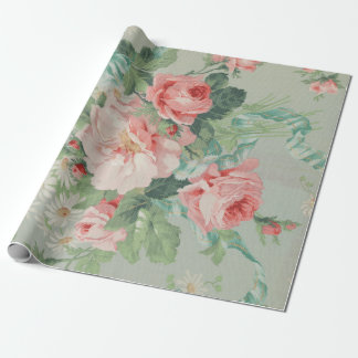 Papier Cadeau Pays Français Vintage Choux Roses