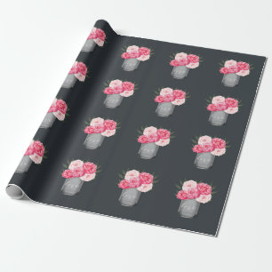 Papier Cadeau Pays Russe Mason Jar Peony Mariage