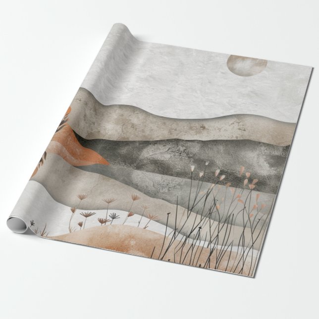 Papier Cadeau Paysage Abstrait de Boho (3) (Déroulé)