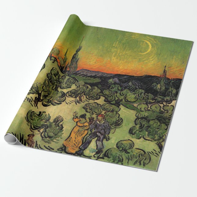 Papier Cadeau Paysage au clair de lune de Vincent Van Gogh (Déroulé)