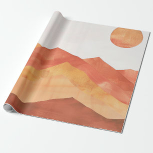 Papier Cadeau Paysage de montagne abstrait bohème minimaliste