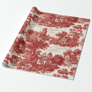 Papier Cadeau Paysage de toile rouge vintage motif de la nature
