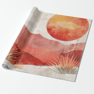 Papier Cadeau Paysage Désertique Bohème Abstrait Minimaliste Cha