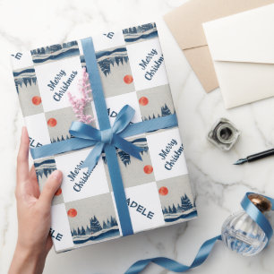 Papier Cadeau Paysage d'hiver Forêt de neige Noël Lune