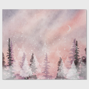Papier Cadeau Paysage d'hiver Forêt de pins verts