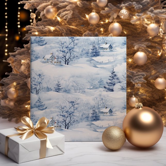 Papier Cadeau Paysage d'hiver Noël blanc moderne (Créateur téléchargé)
