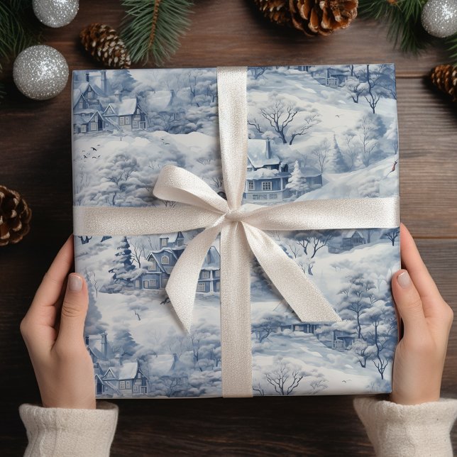 Papier Cadeau Paysage d'hiver Noël blanc moderne (Créateur téléchargé)